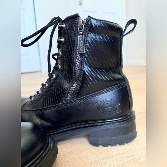 Milwaukee Accelerator Men’s Motorcycle Boots Sz 10 Black Leather Dual Zipper - Picture 5 of 8